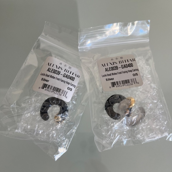 ALEXIS BITTAR Silver Lucite Small Molten Front Facing Hoop Earrings - Picture 8 of 8